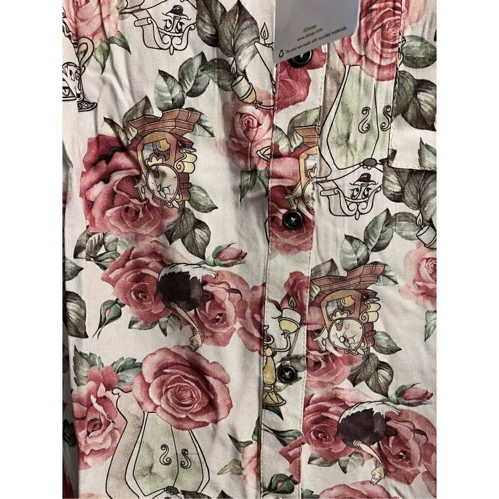 Disney Beauty & The Beast Rose Woven Button-Up Plus Size 4 - Picture 8 of 9